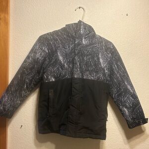 Place Kids Puffer Jacket in Black and Gray Marble